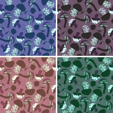 Seamless pattern set with mushrooms Stock-Illustration