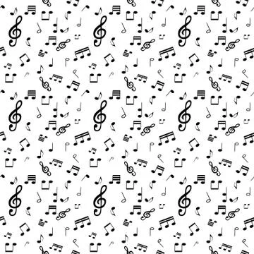 Seamless pattern from Set of musical notes and Treble clef. Vect 스톡 일러스트