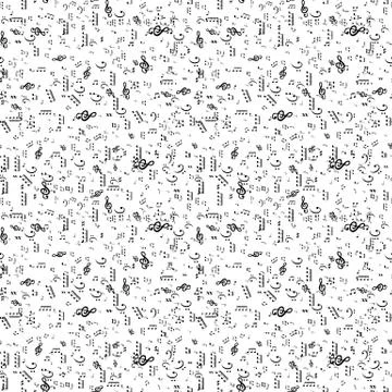 Seamless pattern from Set of musical notes and Treble clef. Vect 스톡 일러스트