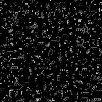 Seamless pattern from Set of musical notes and Treble clef. Vect 스톡 일러스트