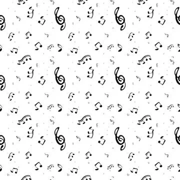 Seamless pattern from Set of musical notes and Treble clef. Vect 스톡 일러스트