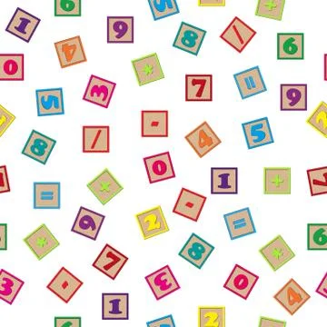 Seamless pattern with a set of numbers and arithmetic signs Stock Illustration
