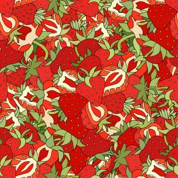 Seamless pattern Set red strawberries Illustrazione stock