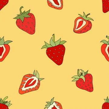 Seamless pattern Set red strawberries 스톡 일러스트