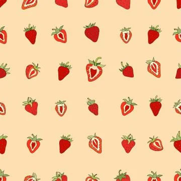 Seamless pattern Set red strawberries 스톡 일러스트
