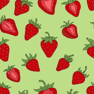 Seamless pattern Set red strawberries Illustrazione stock