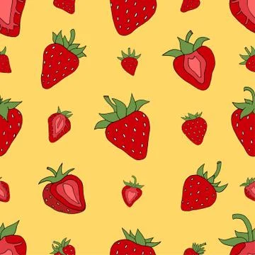 Seamless pattern Set red strawberries Illustrazione stock
