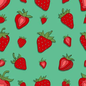 Seamless pattern Set red strawberries 스톡 일러스트