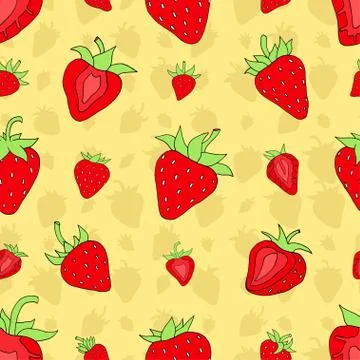 Seamless pattern Set red strawberries Illustrazione stock