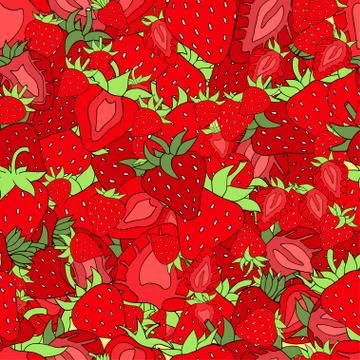 Seamless pattern Set red strawberries Illustrazione stock