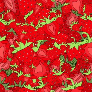 Seamless pattern Set red strawberries Illustrazione stock