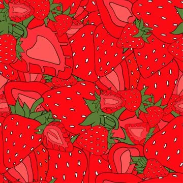 Seamless pattern Set red strawberries Illustrazione stock