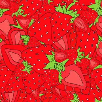 Seamless pattern Set red strawberries 스톡 일러스트