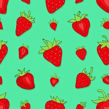 Seamless pattern Set red strawberries Illustrazione stock