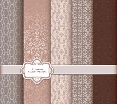 Seamless pattern set in retro style. Stock Illustration