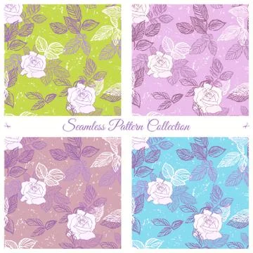 Seamless pattern set with roses Stock Illustration