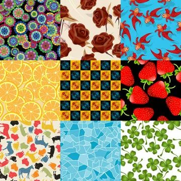Seamless pattern set Seamless pattern set, isolated and grouped background... Stock Photos