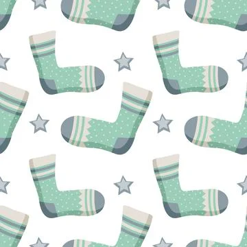 Seamless pattern with set of socks Stock Illustration