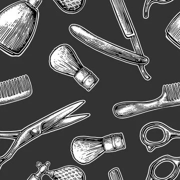 Seamless pattern set tool for BarberShop Stock Illustration