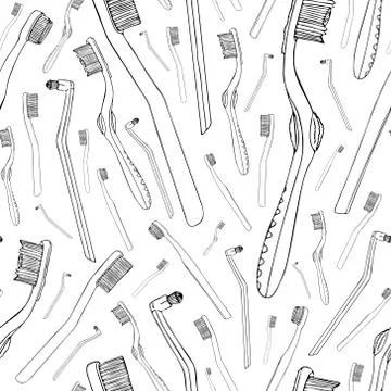 Seamless pattern set toothbrush personal products daily oral hygiene. Modern  Illustrazione stock