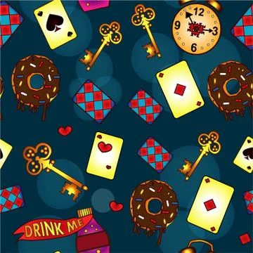 Seamless pattern set of vector icons Stock Illustration