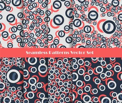 Seamless pattern set. Vector illustration. Red blue color circles Illustrazione stock