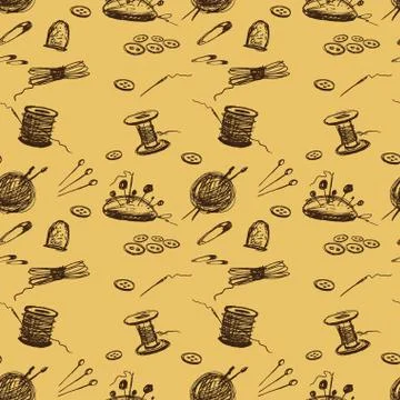 Seamless pattern Sewing Accessories Stock Illustration