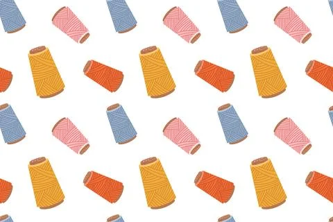 Seamless pattern with a sewing kit, a collection of sewing tools and access.. Stock-Illustration