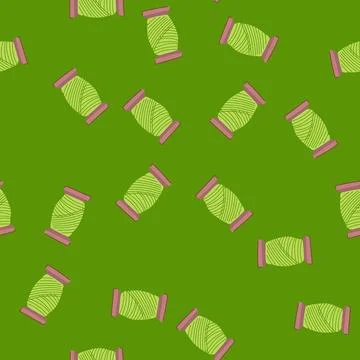 Seamless pattern sewing thread spool cartoon vector Stock Illustration