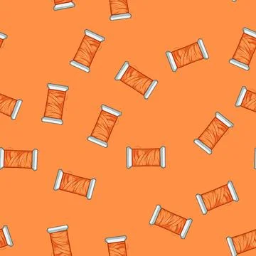Seamless pattern sewing thread spool cartoon vector Stock Illustration