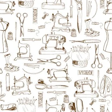 Seamless pattern, sewing tools Stock Illustration