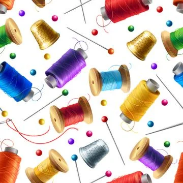 Seamless pattern with sewing tools Illustrazione stock