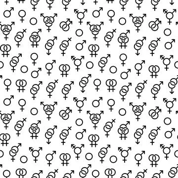 Seamless pattern with sexuality symbols Stock Illustration
