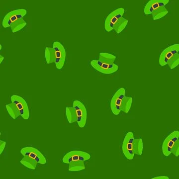 Seamless pattern shamrock green hat patrick cartoon vector Illustrazione stock