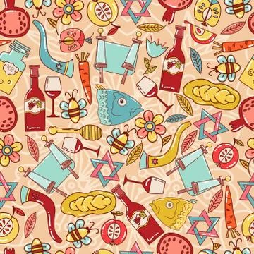 Seamless pattern  Shana Tova Stock Illustration