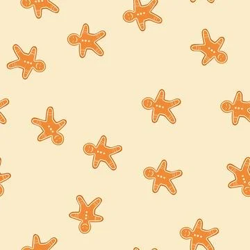 Seamless pattern shape gingerbread cartoon vector Stock Illustration