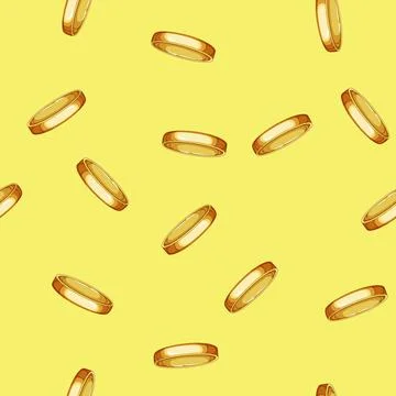 Seamless pattern shape golden ring cartoon vector Stock Illustration