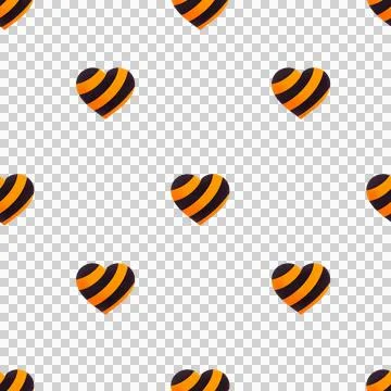 Seamless pattern in the shape of an orange heart with dark stripes Stock Illustration