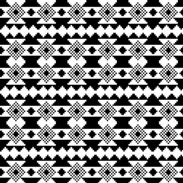 Seamless pattern with shapes black and white Stock Illustration