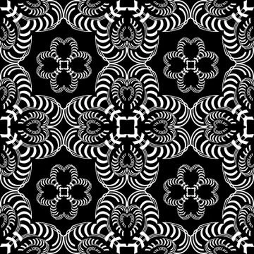 Seamless pattern with shapes on black background Stock Illustration
