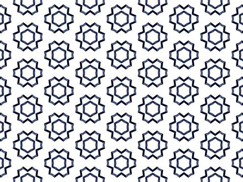 Seamless pattern with shapes in the form of flowers in blue Stock Illustration