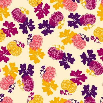Seamless pattern with shapes of ornate pumpkins. Vector illustration Stock Illustration
