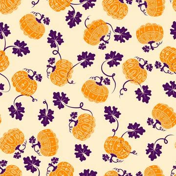 Seamless pattern with shapes of ornate pumpkins. Vector illustration Stock Illustration