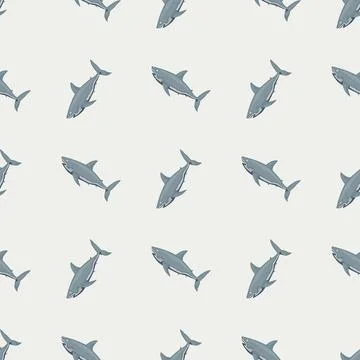 Seamless pattern shark on light background. Texture gray of marine fish for a Stock Illustration