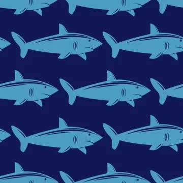 Seamless pattern with shark in water Stock Illustration