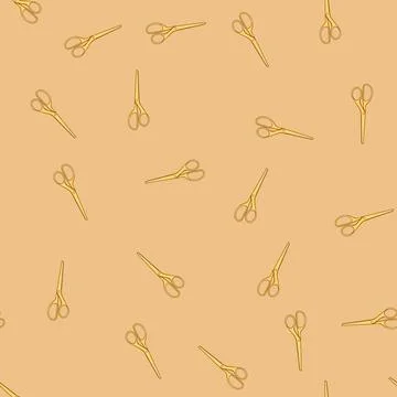 Seamless pattern sharp gold scissor cartoon vector 스톡 일러스트