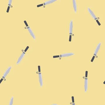 Seamless pattern sharp military knife cartoon vector 스톡 일러스트
