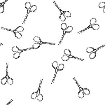 Seamless pattern sharp scissors sketch hand drawn Stock Illustration
