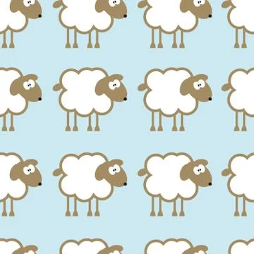 Seamless pattern with sheep on blue background Illustrazione stock