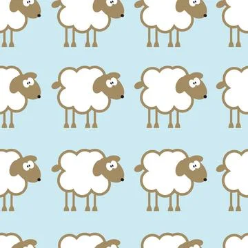 Seamless pattern with sheep on blue background. Seamless pattern with shee... Stock Photos